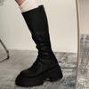 Lange Stiefel Ritter 2025 höhenvergrößernde schlanke Stiefel würziges Mädchen Jurchen lange Stiefel neuer Stil Biskuitkuchen dicke Sohle