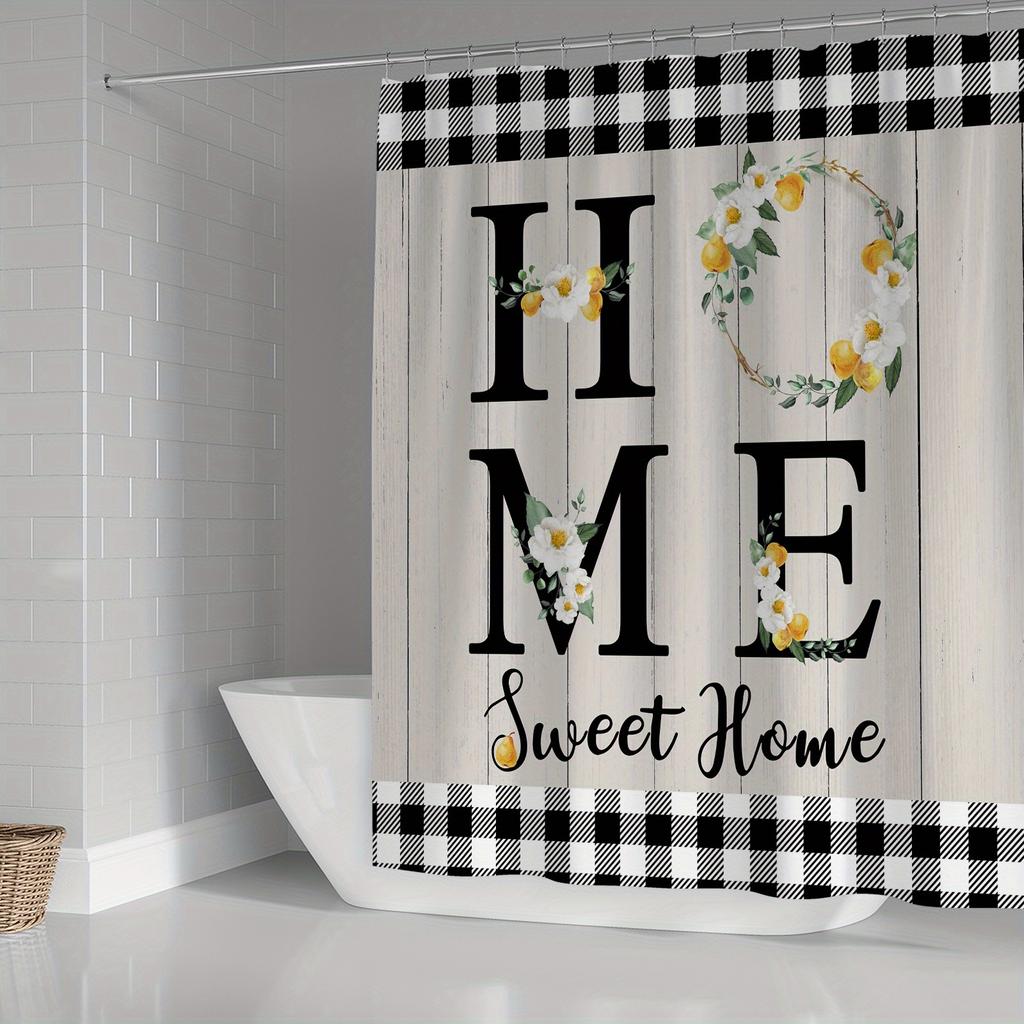 4 szt. Sweet Home Wood Plaid zasłona prysznicowa zestawy wodoodporne do łazienki antypoślizgowe dywaniki łazienkowe pokrywa nakładka na toaletę mata do kąpieli zestaw łazienkowy