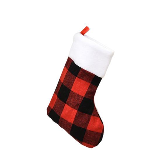 Christmas Stocking Classic Red Black Buffalo Plaid Hanging Stockings for Christmas Tree Fireplace Holiday