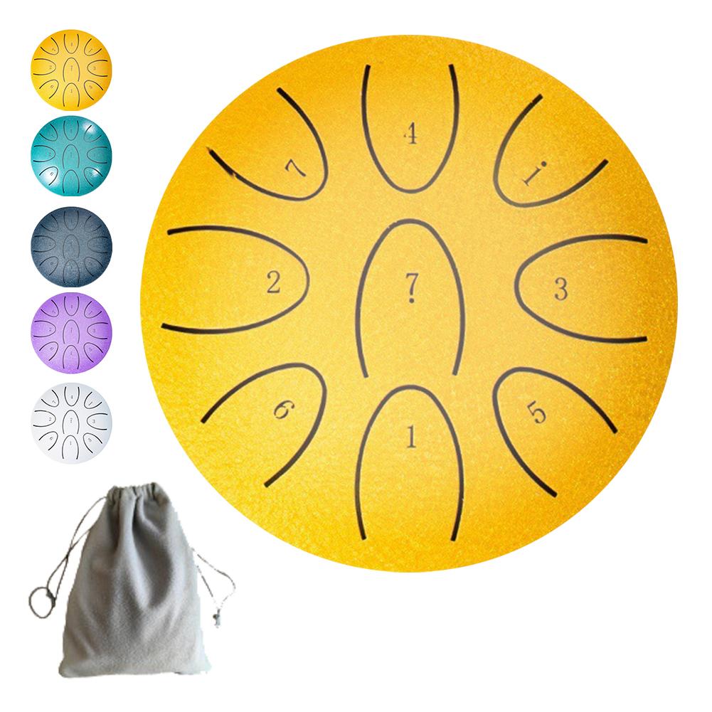 4 Inches Steel Tongue Drum 9-Note Ethereal Drum with Drum Mallet Outdoor Chakra Drum for Yoga Musical Meditation