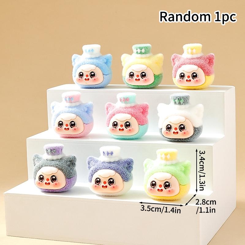 1/2/5/10pcs Trendy Desk Accessorie Mini Cartoon Figures Flocked Doll Ornament Office Accessorie Kawaii Desktop Decor Gifts