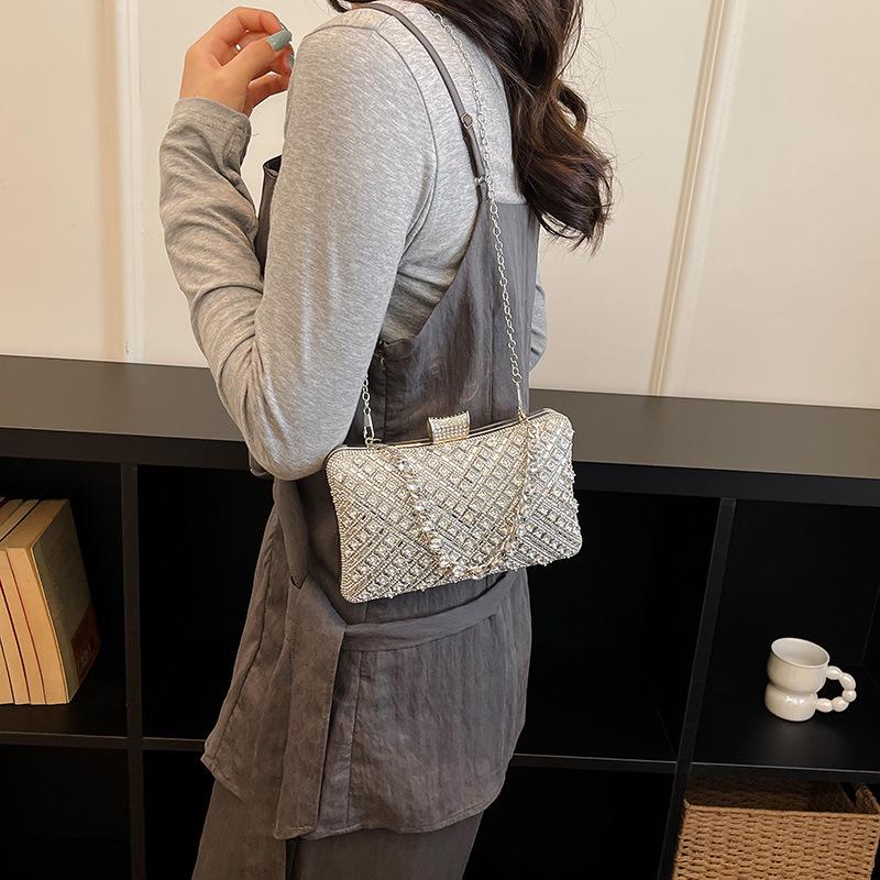 Exquisite Rhinestone Embellished Evening Handbag - Women's 2026 Summer Single Shoulder Chain Crossbody Bag