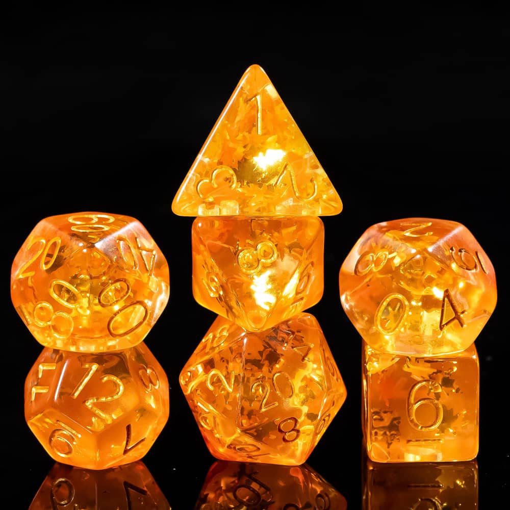 Cusdie Season Slices DND Dice Set D4 D6 D8 D10 D% D12 D20 7Pcs Polyhedral Dices for D&D Tabletop Role Playing Board Games TRPG