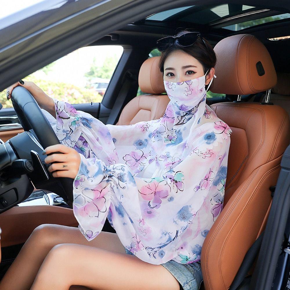 

Arm Cover Women Chiffon Shawls Flower Arm Sleeves Cooling Sleeves Summer Sunscreen Sleeves