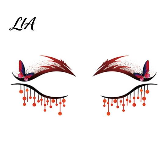 Festival Eye Makeup Halloween Face Temporary Tattoos for Women, Waterproof Pumpkin Spiderweb Party Supplies Art Stickers Masquerade Carnival