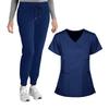Women's Loose And Comfortable V-neck Short Sleeved Workwear With Top And Beauty Suit Set