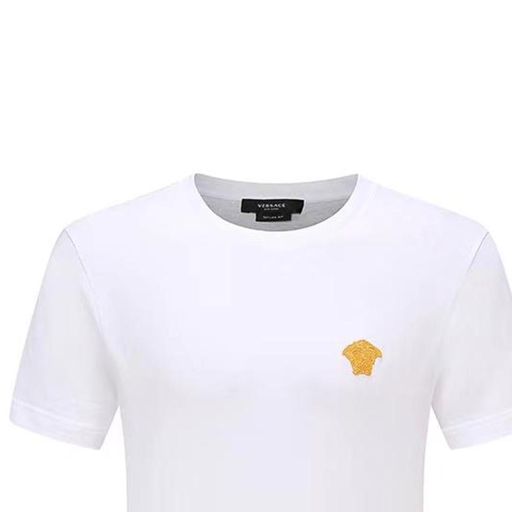 Versace Ss23 Medusa Head Embroidered Casual Short Sleeve T-Shirt Men Tops White 1008481-1A06063-1W000