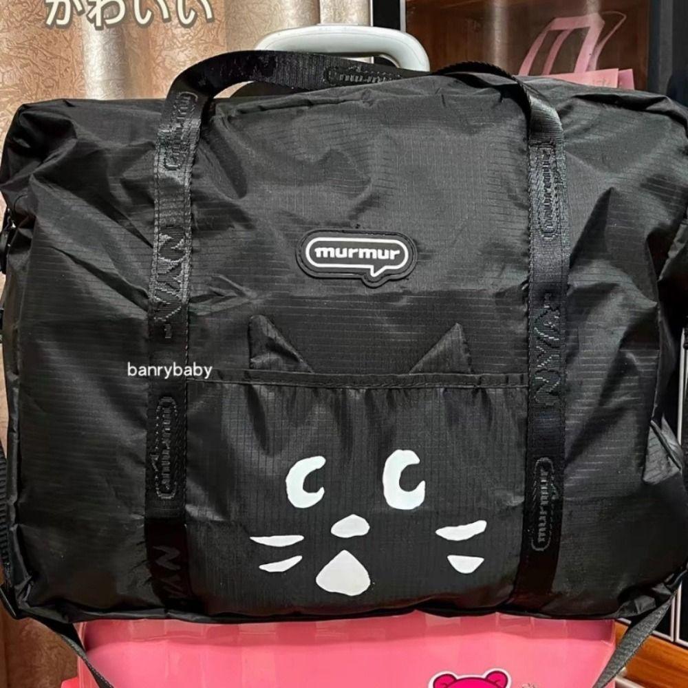 Shoulder Bag Cartoon Cat Nylon Cloth Bag Nylon Gym Storage Bag Casual Travel Duffel Bag  Training