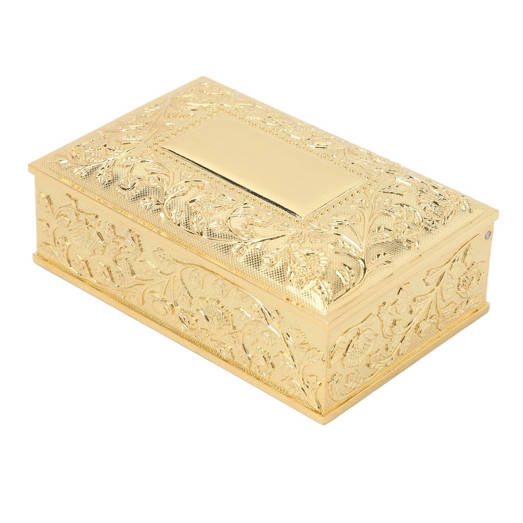 Vintage Jewelry Box Carved Elegant Colorfast Zinc Alloy Soft   Lining Trinket Storage Box for Dressing Table Shelf