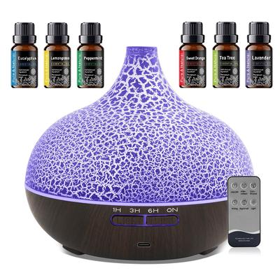 Ultraljuds Eterisk Oljediffusor & Luftfuktare 550 ml Sprickdesign, Automatisk Avstängning, Tyst, för Hem, Sovrum, Kontor, Spa