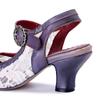 Johnature Women's Shoes Genuine Leather Retro Splicing Lace Comfortable Middle Heel Sandals