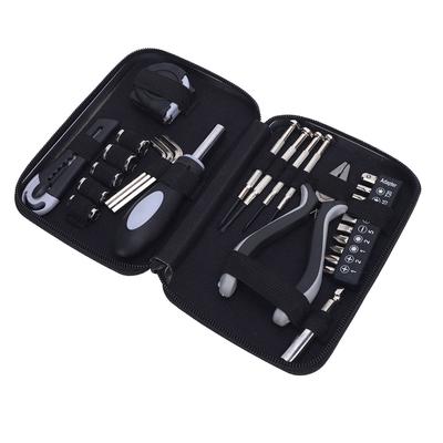 Mini Jeu d'Outils Kit d'Outils de Réparation Ménager Pince à Bec Aiguille Mètre Ruban Clés Hexagonales Jeu de Tournevis Embouts de Tournevis Manche avec Étui