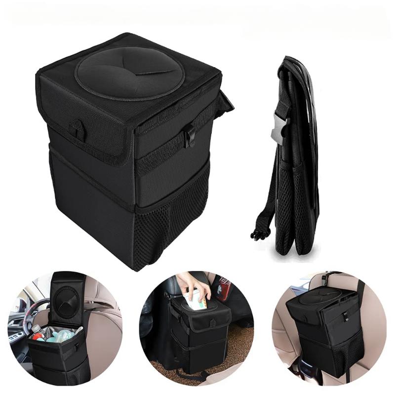 Portable Car Waterproof Trash Bin Center Console Seat Back Installation Garbage Bin Organizer Storage Auto Interior Accessories