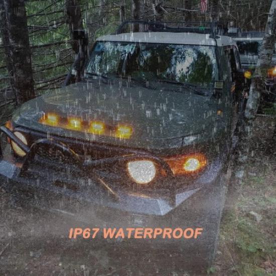 4" Inch Smoked Amber LED Front Grille Marker Lights Kit, 4Pcs 4 Inch Amber