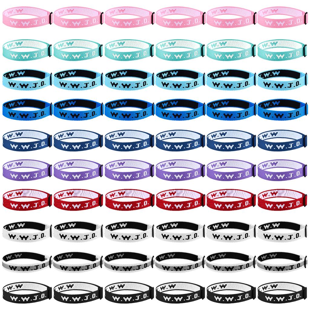 60Pcs Webbing Bracelets What Would Jesus Do Bracelets-S Christian Gifts Wwjd Bracelet Jesus You Christian Bracelets-S Bulk Adjus