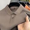 Men's Solid Color 100% Cotton Polo - Short-Sleeve, Summer Casual Lapel Top for Middle Age