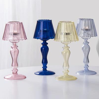 Creative Desk Lamp Shaped Glass Candle Holder European Romantic Dinner Candle Holder for Wedding Dinning Party Supplies Decor