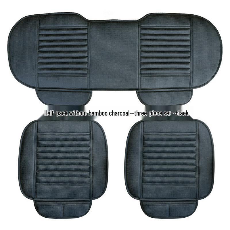 Bamboo Charcoal Leather Car Seat Cushion Set, Three-Piece, No Backrest, All-Season Interior Kit
