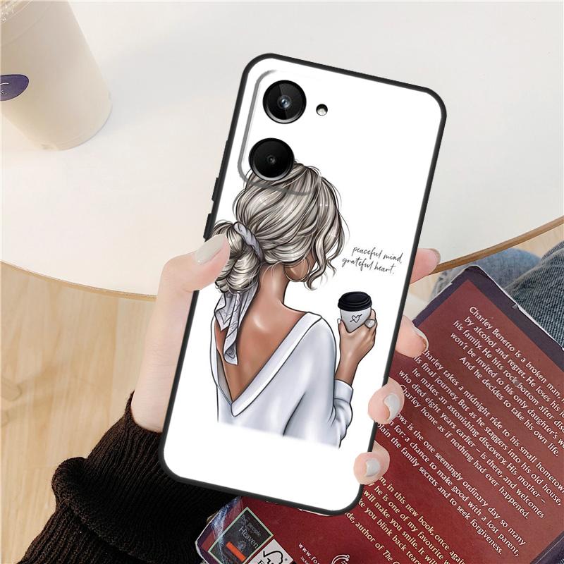 

Princess Female Boss Coffee Case For Realme 14 12 10 11 13 Pro Plus GT 6 6T 5 GT7 Pro C61 C55 C51 C21Y C25S C67 C75 C53 Realme 11 Pro