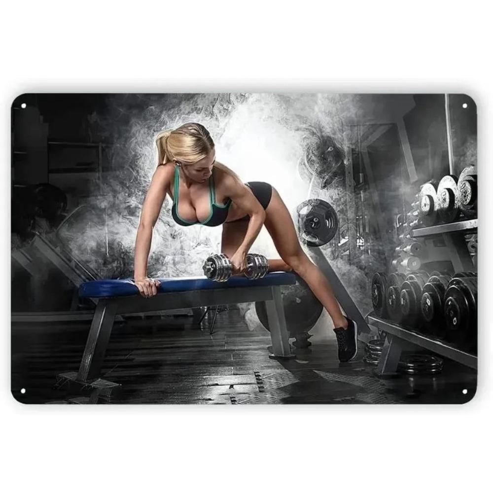 Decorative Metal Tin Sign, Anime Fitness Girl, 20x30 cm