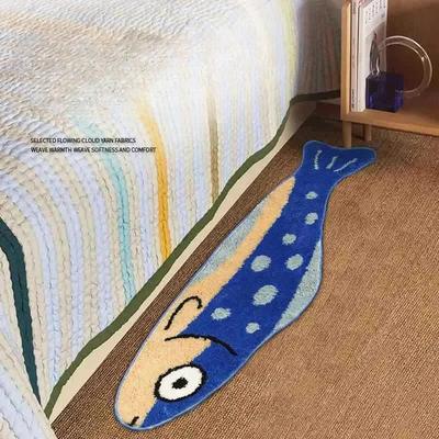 Blue Salted Fish Children's Room Carpet Bedroom Bed Non-Slip Plush Foot Mat Living Room Sofa Cushion Home Decoration