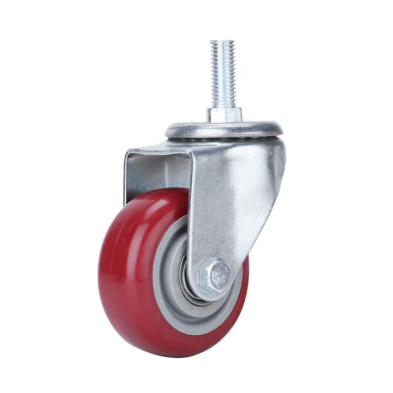 JNL N47929 3-inch Polyurethane Threaded Swivel Caster with Brake