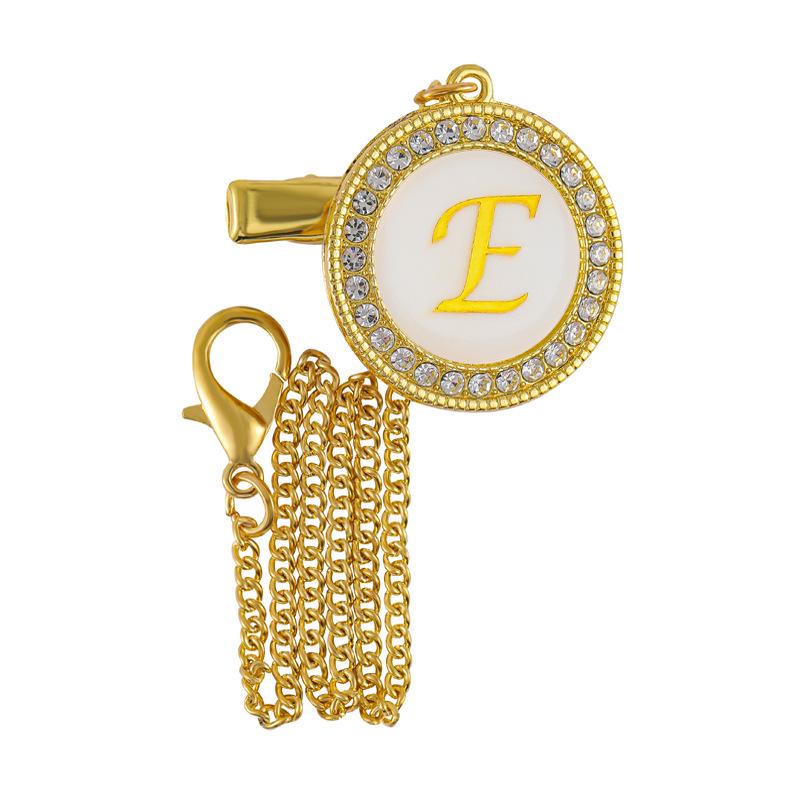 Metallic Diamond Baby Pacifier Clip with 26 Alphabet Options