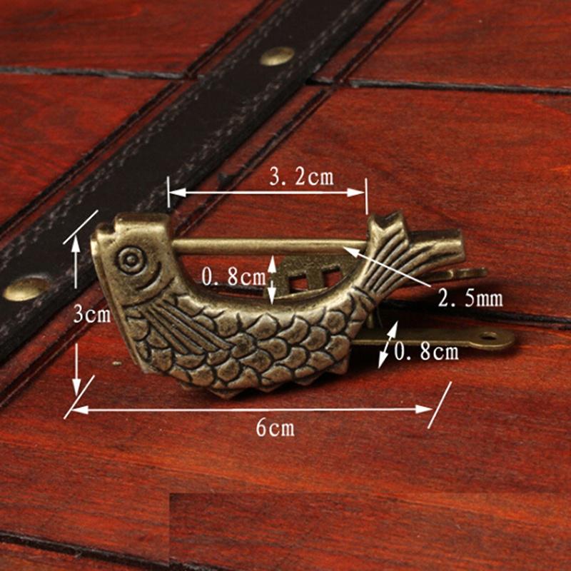 Buy Antique Chinese Fish Lock Old Wooden Box Lock Jewelry Chest Box