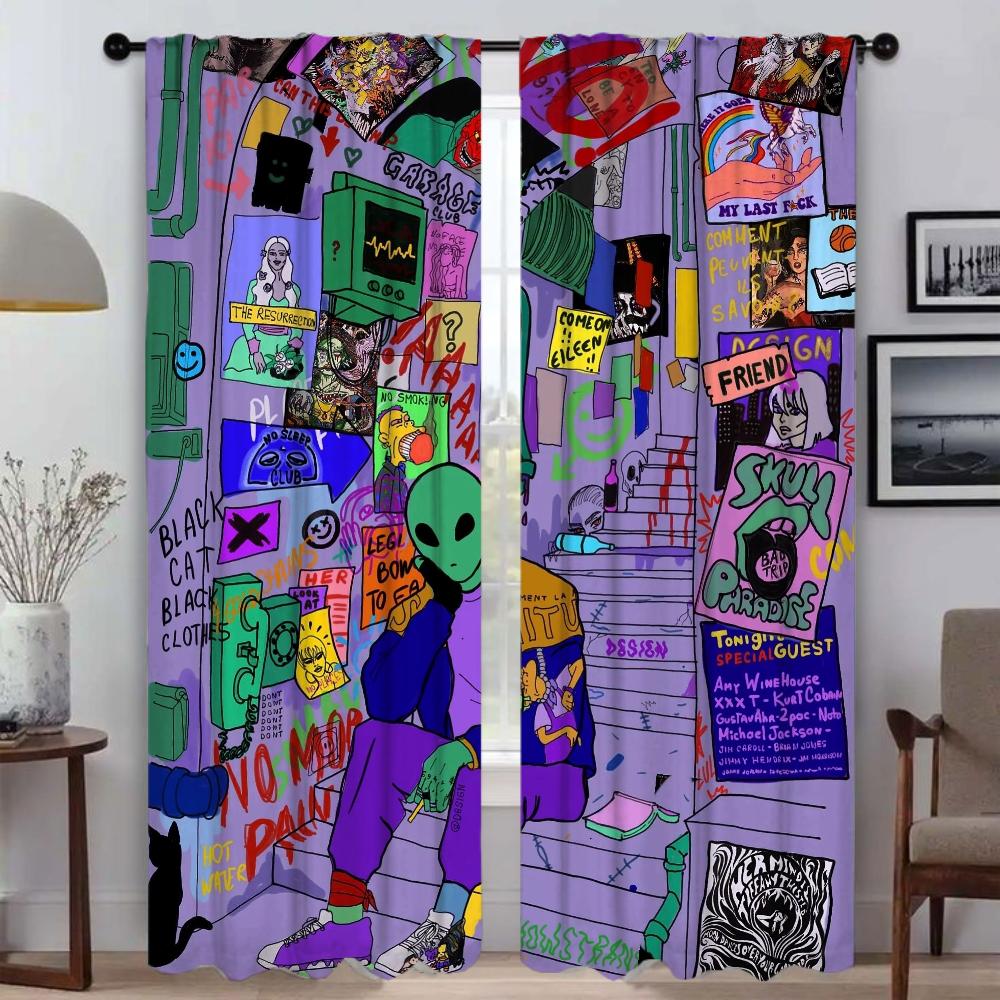 Subject-free Partition Home Interior Curtains for Camera Elegant Room Curtains 2 Pieces Blackout Curtain Shades Living Kitchen
