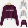 Womens Long Sleeve Letter Printed Hoodie Sweatshirt Jumper Pullover Tops Blouse