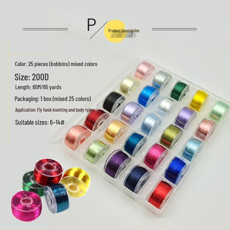 Egret Fly 200D Fly Tying Thread Set - 25 Colors for Lure and Fly Fishing