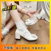 Pink high heels original lolita small leather shoes mary shoes cute bow heel round head lo shoes women