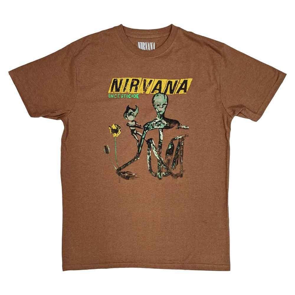 Nirvana T-shirt Incesticide Band Logo new Official Unisex Brown XXXL