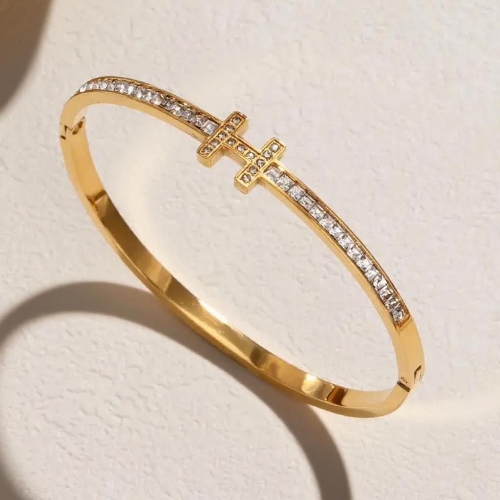 Damen Farbechtes H-förmiges Titanstahl Diamant Armband - Vielseitiger Leichter Luxus