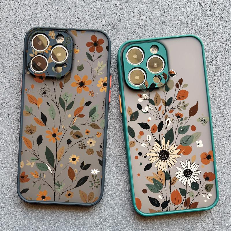 Winter Branches Leaves Flowers Phone Case For iPhone 16 15 14 Plus Pro Max 13 12 Mini 11 Pro Max X XS XR Shockproof Bumper Cover
