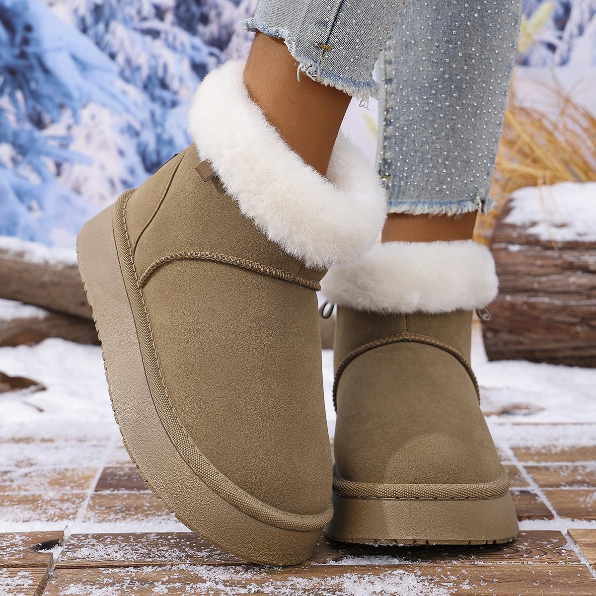 

Модные женские классические однотонные пушистые меховые зимние теплые короткие плюшевые ботильоны цвета хаки, повседневная обувь на толстой подошве для женщин 41 хаки