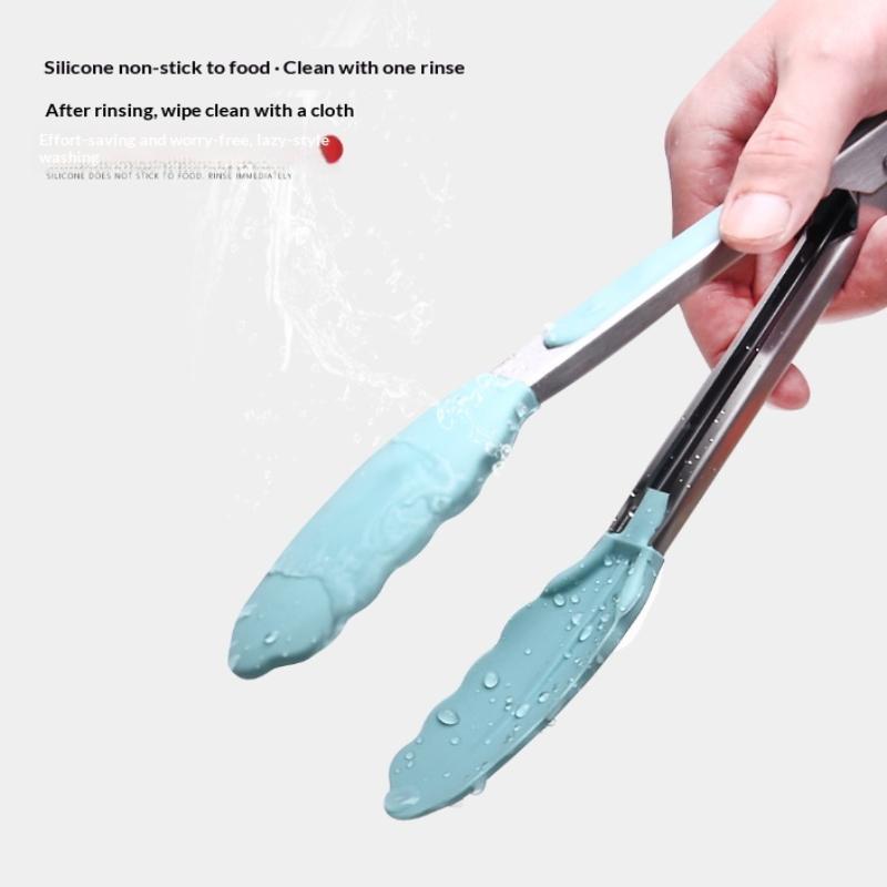 Anti Slip Cooking Serving Tongs Stainless Steel Food Clip Bread Salad Tong Heat-Resistant Barbecue Clips random