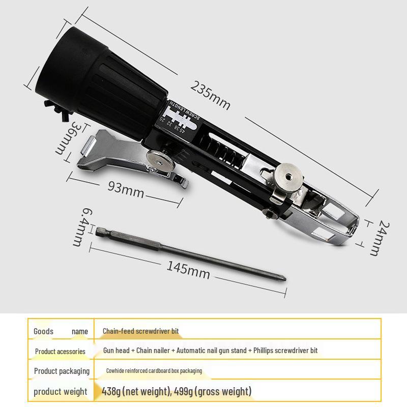 Electric Screw Gun Converter: Automatic Plasterboard Nail Tool & Chain Screwdriver Head