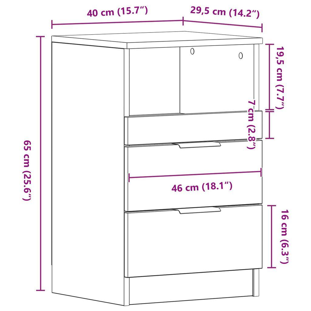 Moderner, minimalistischer Nachttisch mit Schubladen, Aufbewahrungsbeistelltisch, Sofabeistelltisch, 40x35x65 cm