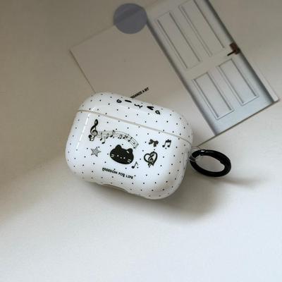 Apple Airpods 4th Generation/4 Noise Reduction Version Earphone Protective Case Music Note Little Black Cat Pro3 Is Suitable for Pro2/Pro Cartoon