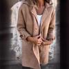Women's Solid Color Turn-Down Collar Mid-Length Cardigan Coat with Pockets (Single-Breasted) - 2024 Autumn/Winter Collection