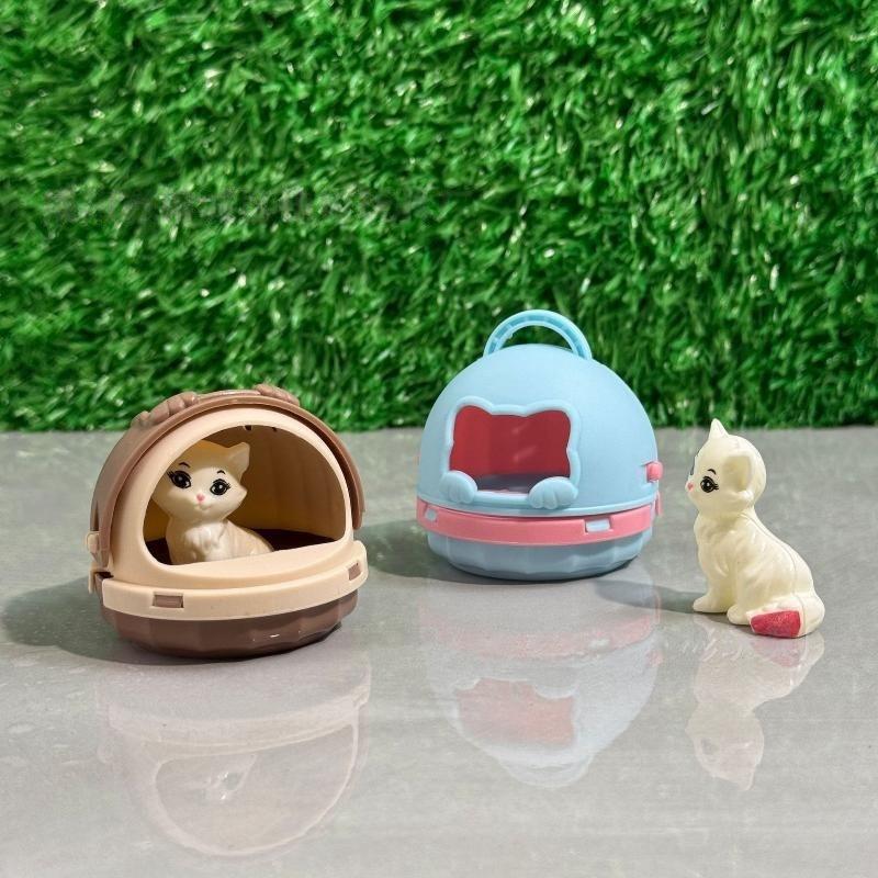 2Pcs Realistic Mini Dog & Cat Cage With Door Miniature Dollhouse Pet House For Doll Accessories Mini Pets Habitat