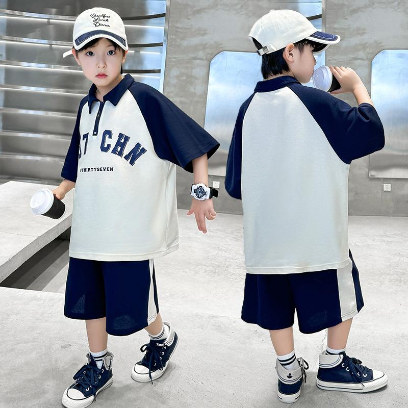 Boys Handsome Short Sleeve Set 2025 Summer Children's Fashion POLO Shirt Two-piece Set