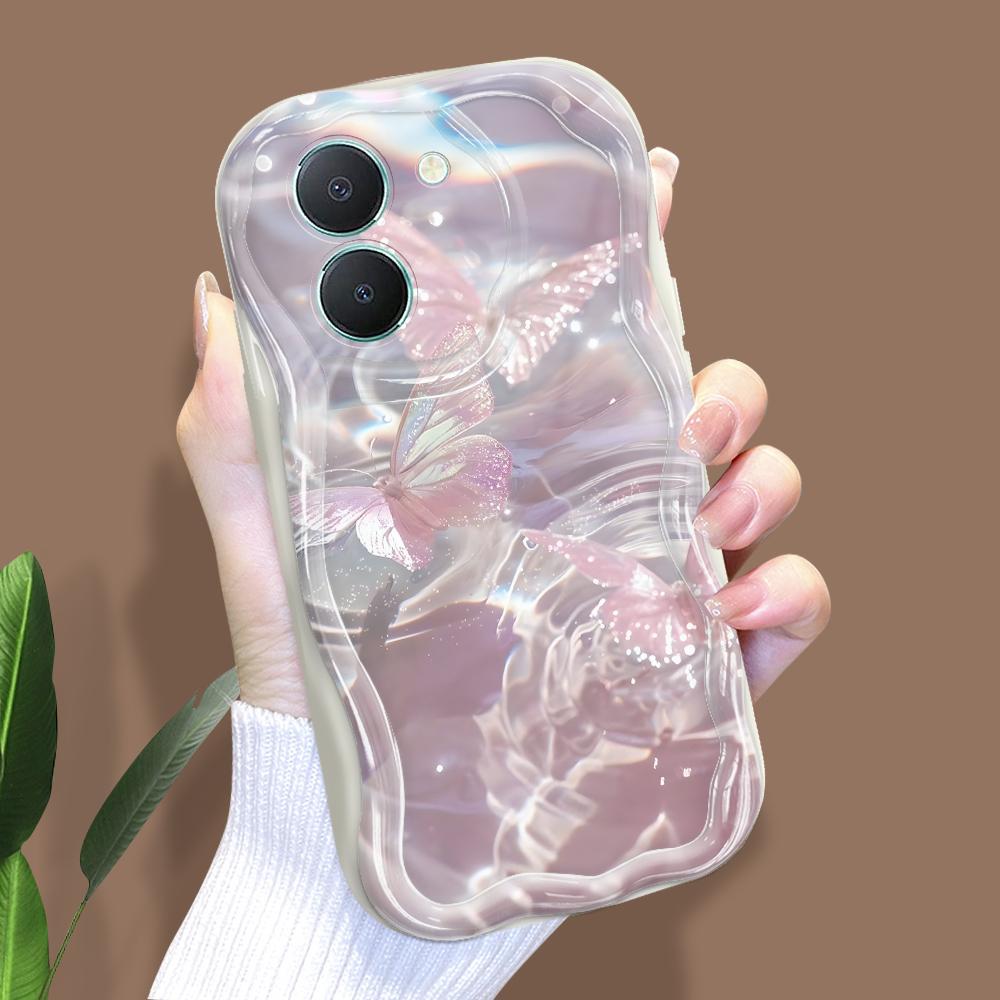 

Милый мультяшный узор, кремовая текстура, мягкий силиконовый чехол с волнистыми краями, чехол для телефона для Vivo Vivo V9 Youth белый