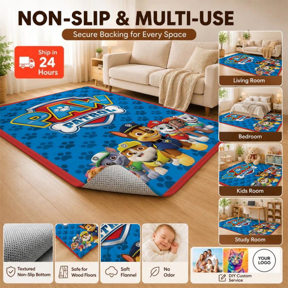 Paw Patrol Rescue Team Theme Rug Nonslip Durable Carpet For Gaming Room Play Area Home Party Decor Halloween Gift