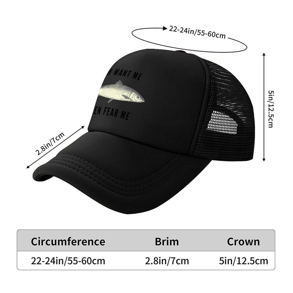 Fish Want Me Women Fear Me Black Text Baseball Cap Beach Outing sun hat Kids Hat Funny hats Womens 2025 Mens