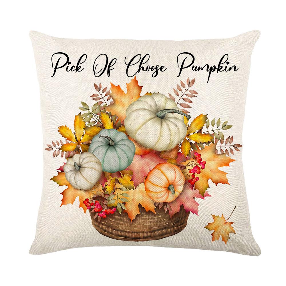 New Thanksgiving Throw Pillow Cover Autumn Pumpkin Waist Cushion Cover Home Sofa Back Cushion