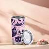 Car Tumbler 591ml Black Cat Ghost Skull Element Straw Cup Insulated Travel Cup Metal Drink Mug Stainless Steel Tumbler Coffee Tumbler