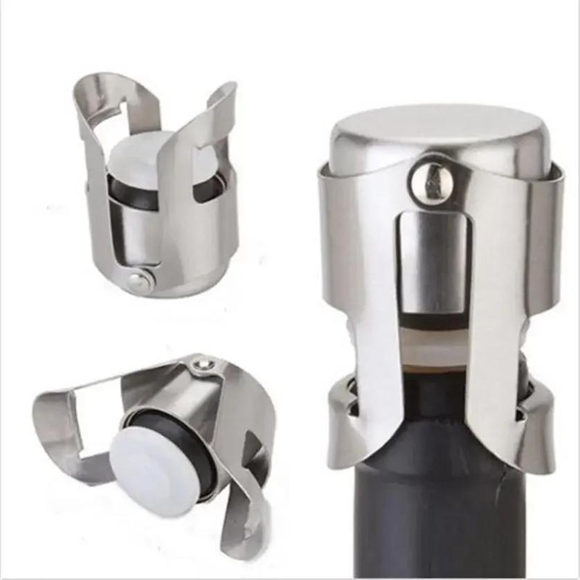 1 Pcs Champagne Bottle Stopper Stainless Steel Vacuum Sealed Sparkling Champagne Wine Beer Bottle Cork Plug Bar Tool
