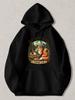 Black Pullover Hoodie with Fox Camping Graphic Go Outside Camping Club Print Outdoor Adventure Sweatshirt for Hiking and Travel